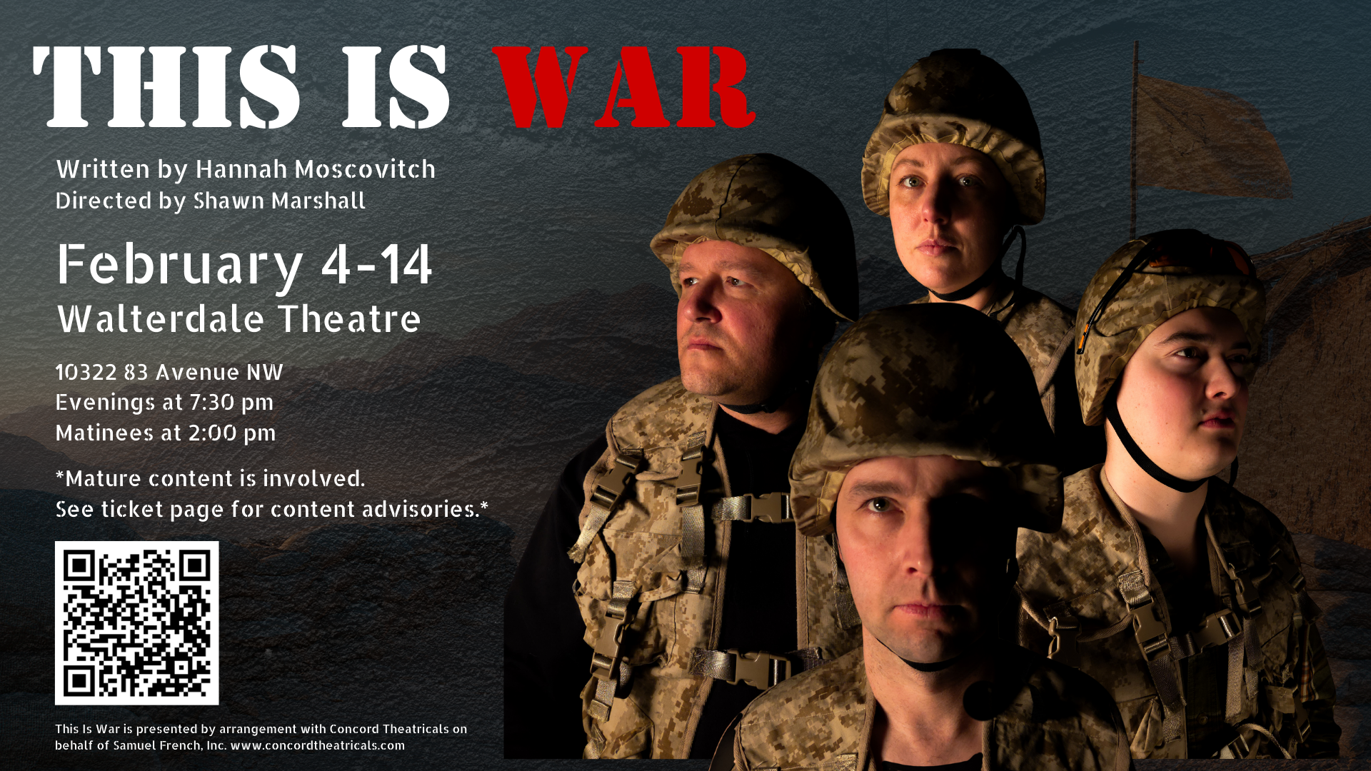 Banner Image for "This Is War" with images of four soldiers and text details.